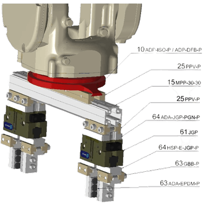 Adapter plate for igus®  robots flange pattern and P13 prism 